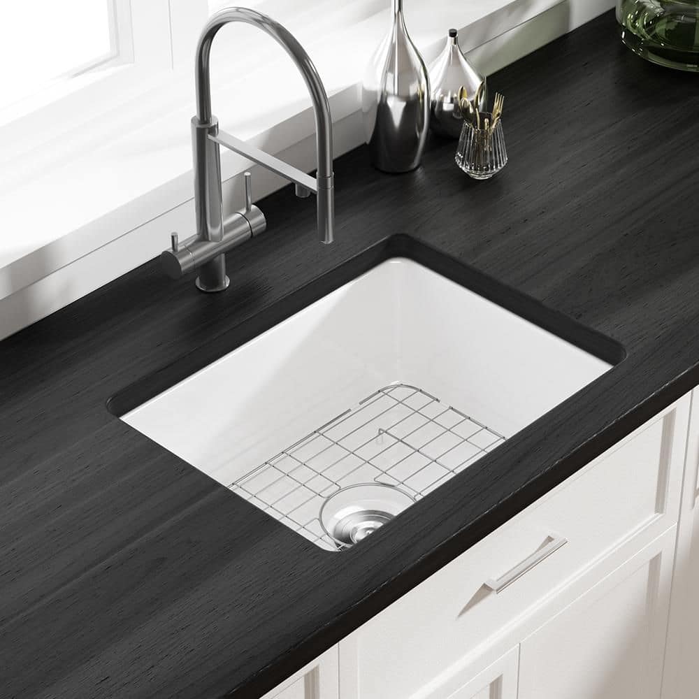 Eridanus Oslo 24 in. Undermount Single Bowl White Ceramic Kitchen