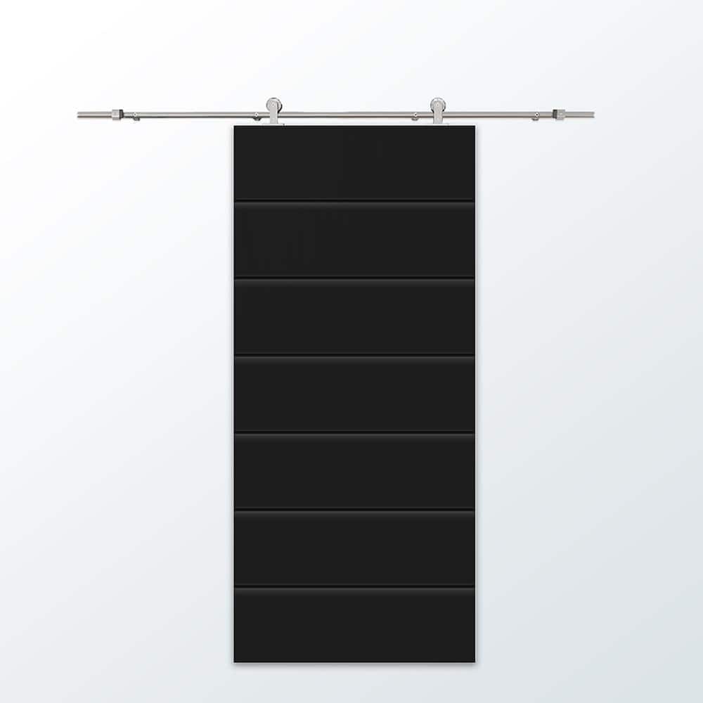 32 in. x 80 in. Black Painted Composite MDF Paneled Interior Sliding Barn Door with Hardware Kit price history on PriceWatchPro