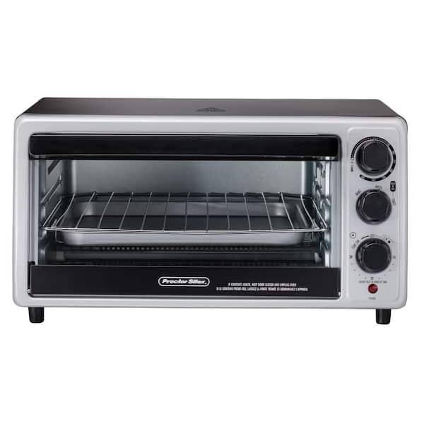 Proctor Silex 1500-Watt 6-Slice Silver Toaster Oven with Toast, Bake and Broil Settings