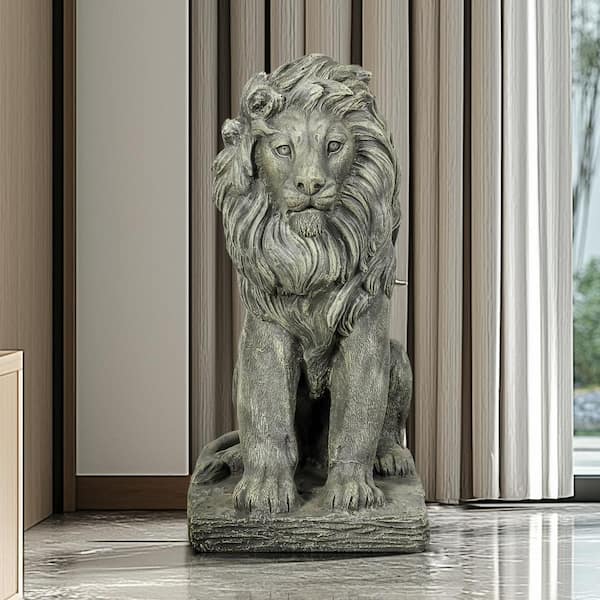 Watnature 22.8 in. Lion Garden Statues -Concrete Animal
