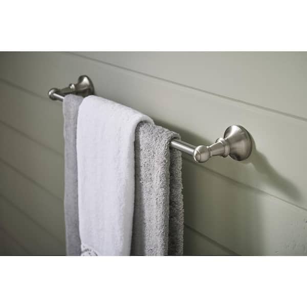 Vale 3-Piece Bath Hardware Set with 24 in. Towel Bar, Paper Holder, and Towel Ring in Brushed Nickel