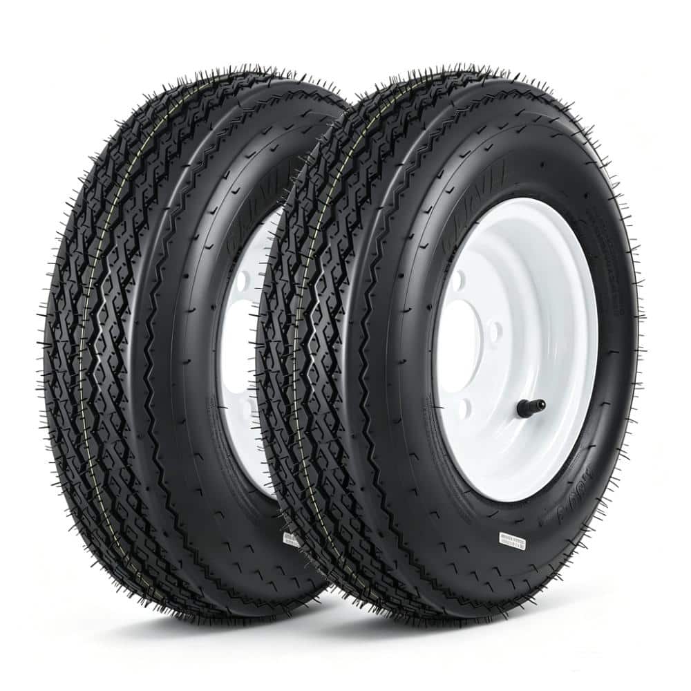 "2-Pack 4.80-8 Trailer Tires on White Rims 6PR, 4-Lug 4"" Bolt Circle & 72mm Bore for Boat, Cargo & Garden Trailers" price history on PriceWatchPro