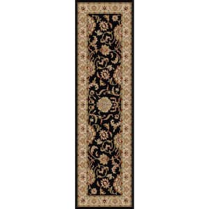 Como Black 2 ft. x 7 ft. Transitional Oriental Scroll Area Rug