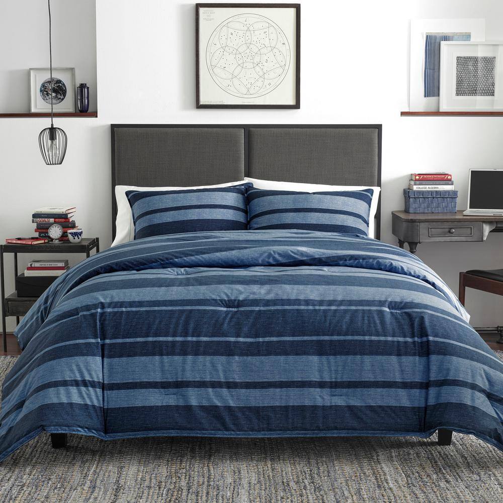 Bali Bliss Twin Reversible Cotton Comforter Set in Navy