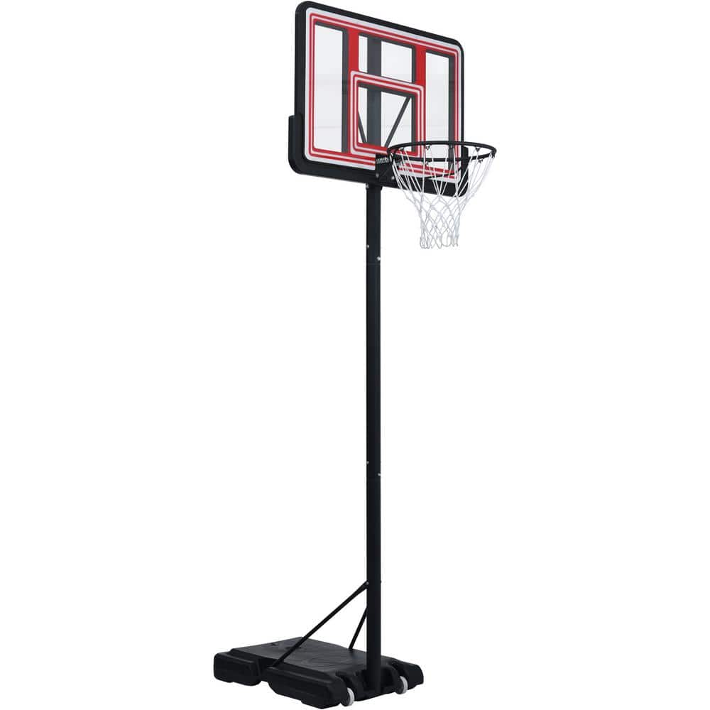 Cesicia 4.76 ft. to 10 ft. Black Metal Portable Basketball Hoop Height