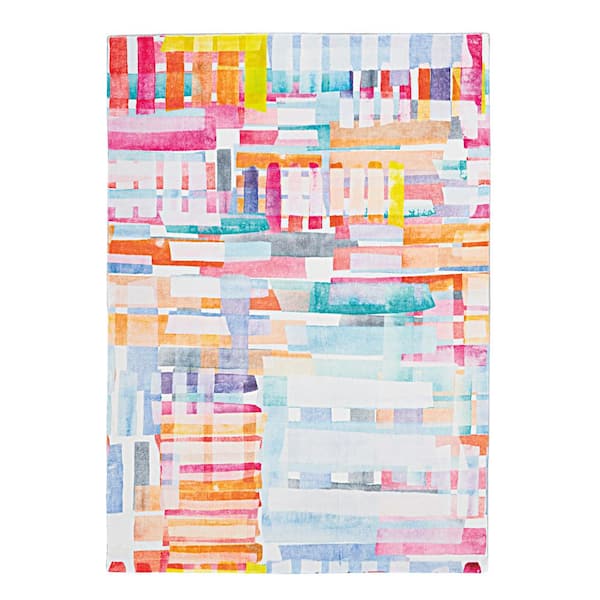 Linon Home Decor Nyra Motif Faux Rabbit Pink & Blue 3x5 Area Rug