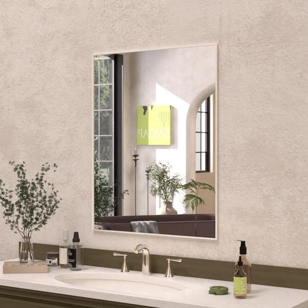 Sight 24 in. W. x 30 in. H Rectangular Framed Wall Bathroom Vanity Mirror in Brushed Nickel