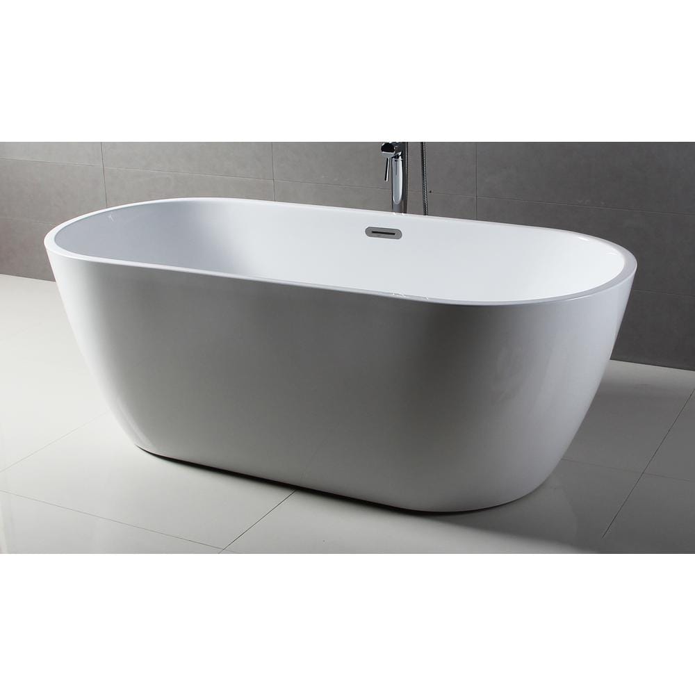 67'' White Freestanding Acrylic Soaking Bathtub