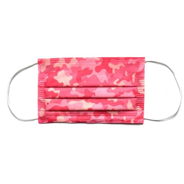 pink camo disposable face mask