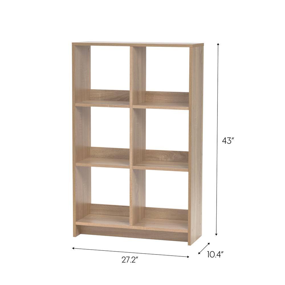 Ash Brown Adjustable 6-Cube Wood Organizer for Versatile Storage