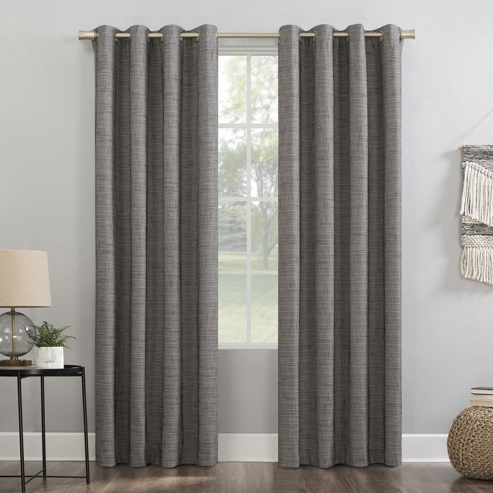Kline Burlap Weave Thermal Taupe/Cocoa Polyester Blend 52 in. W x 63 in. L Grommet 100% Blackout Curtain (Single Panel) price history on PriceWatchPro