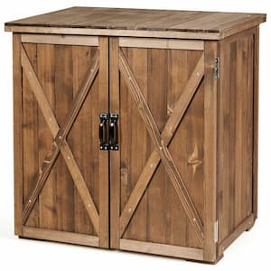 30.5 in. W x 22 in. D x 28.5 in. H Outdoor Wooden Storage Shed Cabinet with Double Doors for Garden Yard