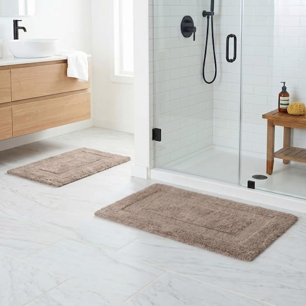 Taupe Brown 1 ft. 10 in. x 2 ft. 11 in. Cotton 2-Piece Bath Rug Set