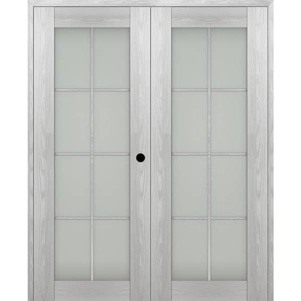 Belldinni Vona 72"x 80" Left Hand Active 8-Lite Frosted Glass Ribeira Ash Wood Composite Double Prehung French Door