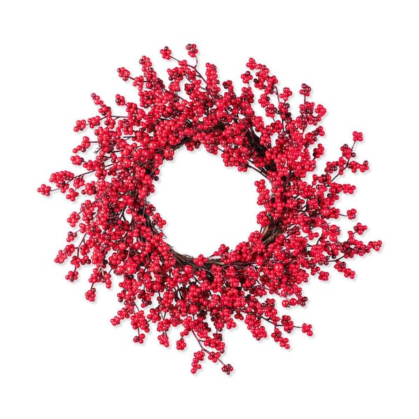 25 in. D Red Berries Unlit Artificial Christmas Wreath