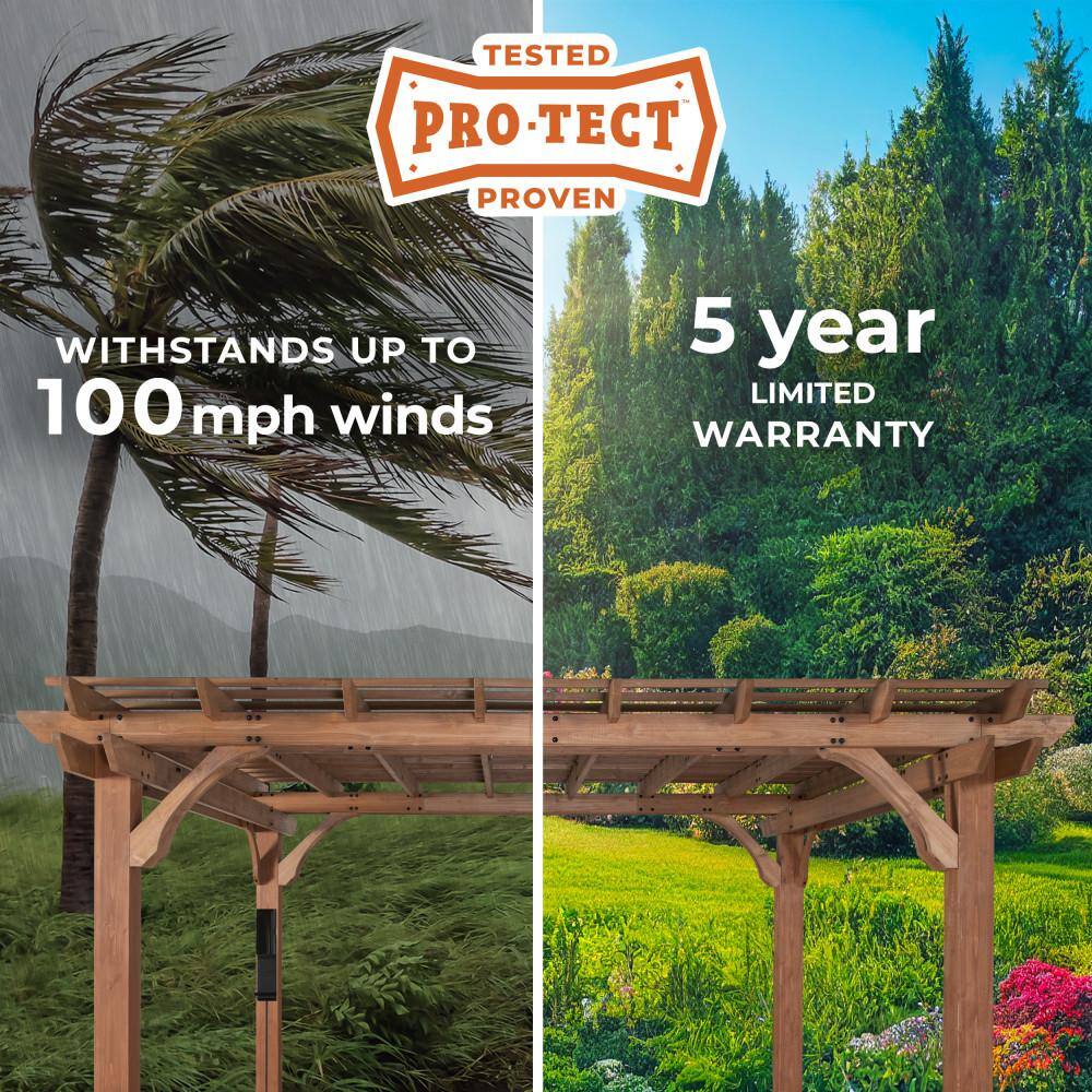 Beaumont 24' x 12' Cedar Wood Patio Pergola with Trellis Roof