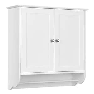 24 in. W x 8.5 in. D x 24 in. H White Bathroom Storage Wall Cabinet with Towel Bar