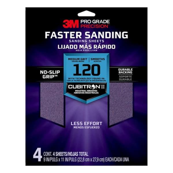 3M Pro Grade Precision 9 in. x 11 in. 120 Grit Medium Advanced Sanding Sheets (4-Pack)