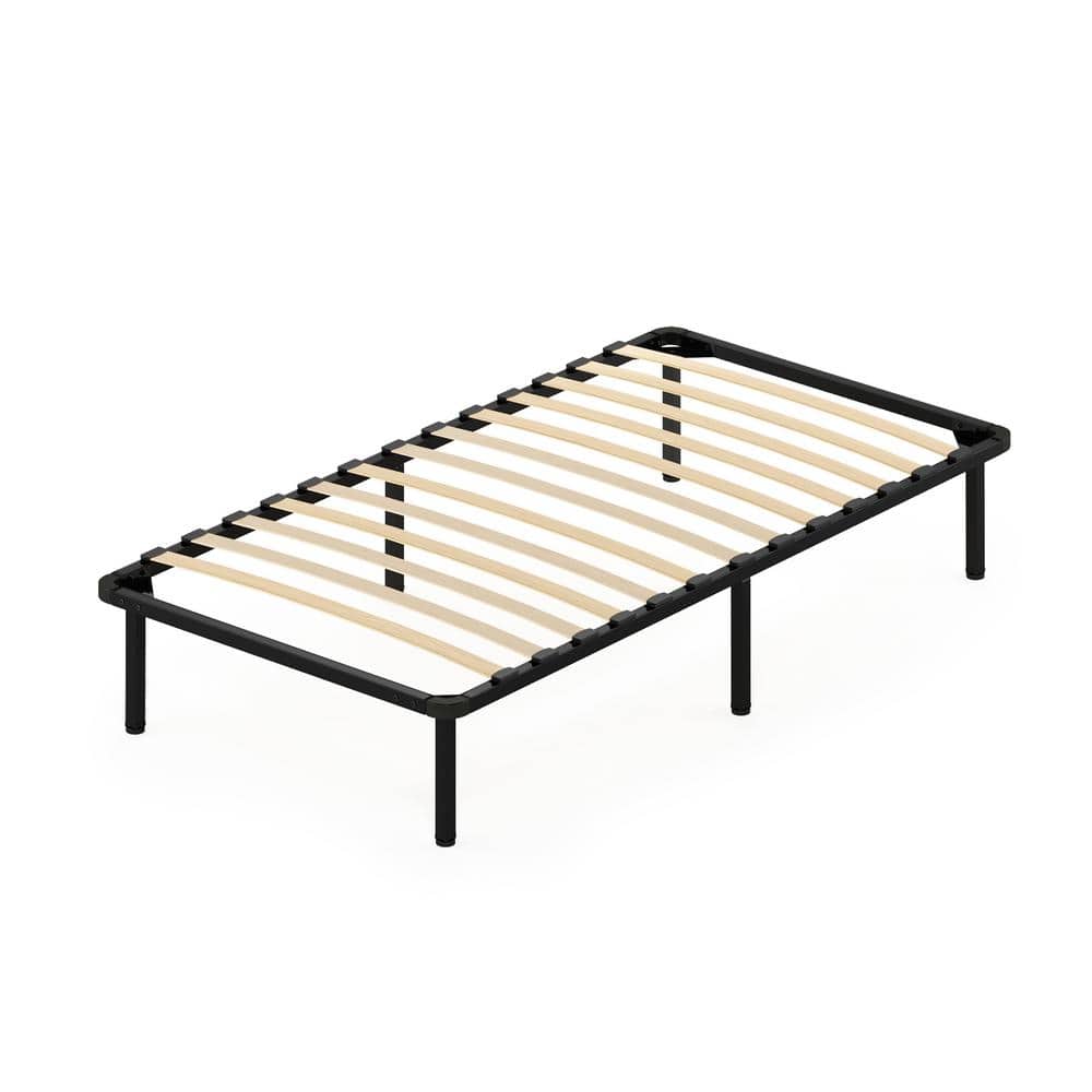 Furinno Angeland Cannet Twin Wood Slats, Double Metal Bed Frame With Wooden Slats
