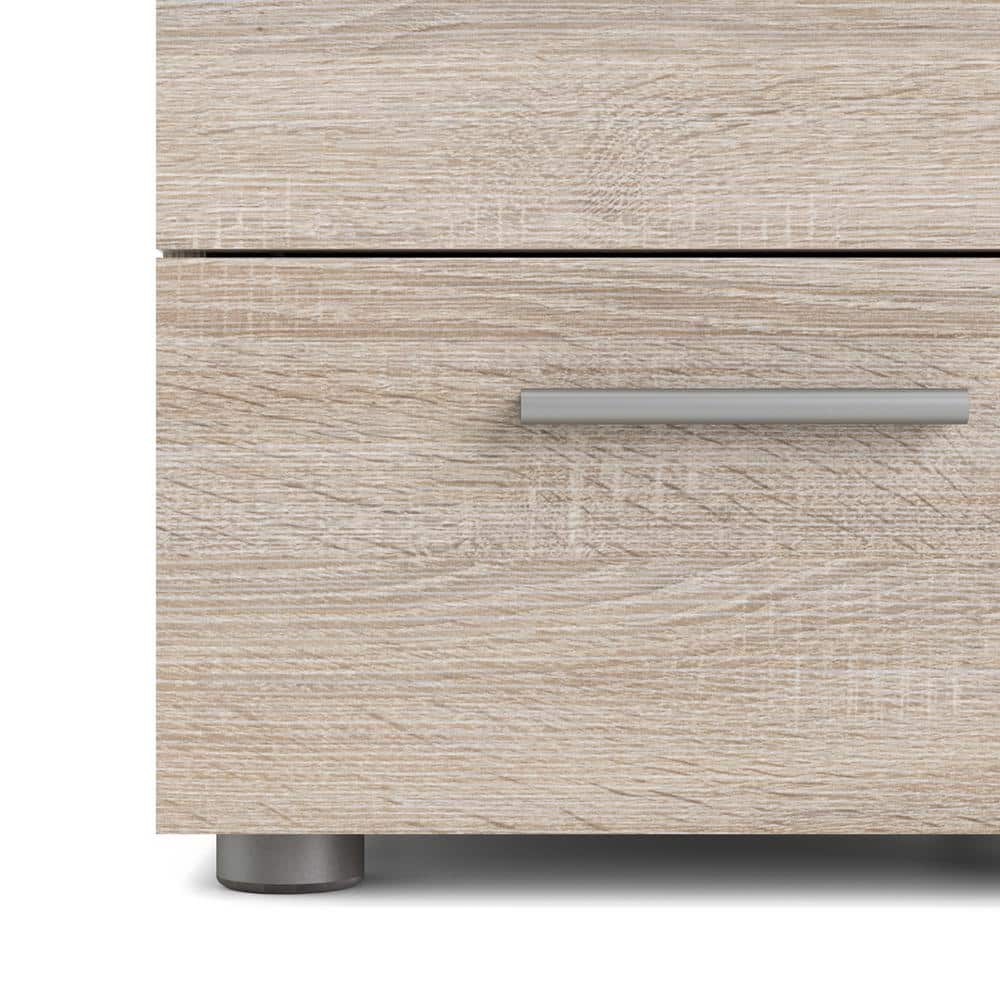 Truffle Transitional 2-Drawer Nightstand with Metal Accents