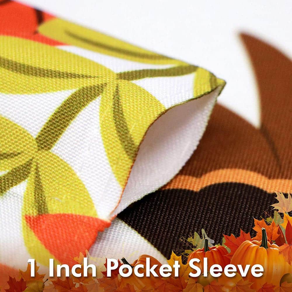Joyful Pilgrim Turkey Thanksgiving Garden Flag with Pumpkin