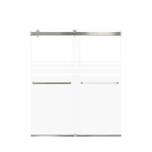 Brianna 60 in. W x 70 in. H Sliding Frameless Shower Door in Brushed Stainless with Frosted Glass