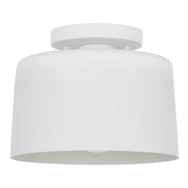 Home Decorators Collection 10 in. 1-Light Matte White Semi-Flush Mount