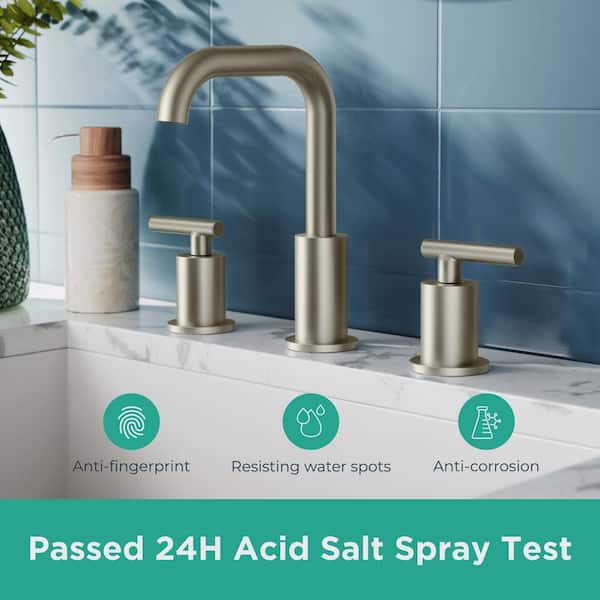 8 in. Widespread Double Handle Bathroom Faucet with Pop-up Drain in Brushed Nickel