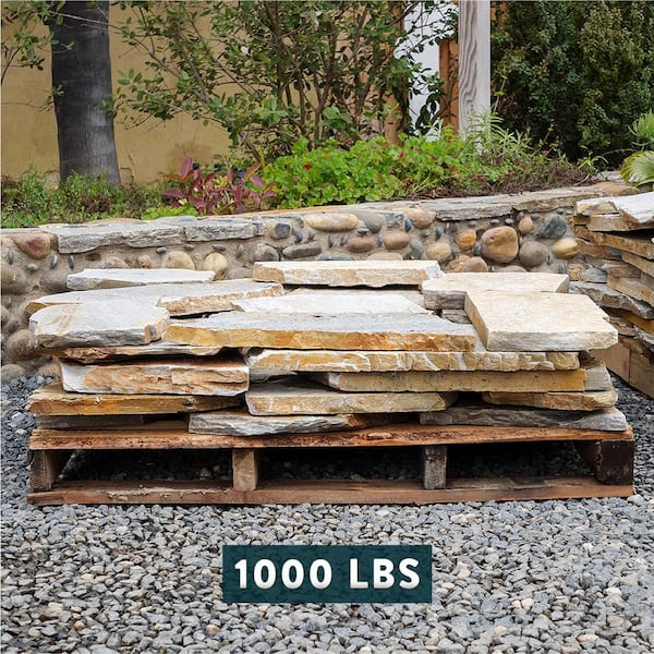 18 in. x 12 in. x 2 in. 60 sq. ft. Autumn Flame Natural Flagstone for Landscape, Gardens and Pathways