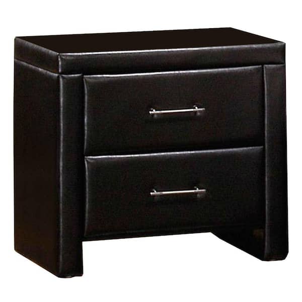 Benjara 16.5 in. 2-Drawer Brown Wooden Nightstand