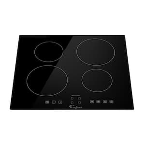 Built-In 24 in. Electric Stove Induction Cooktop Touch Control with 4 Elements in Black