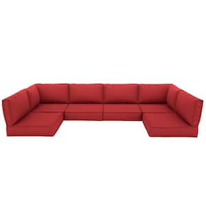 26 in. x 26 in. x 4 in. (14-Piece) Deep Seating Outdoor Lounge Chair Sectional Cushion Red