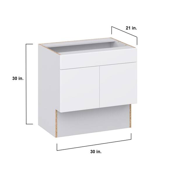 J COLLECTION Fairhope Bright White Slab Assembled Accessible ADA Vanity Base with False Front Cabinet (30 in. W x 30 in. H x 21 in.D)