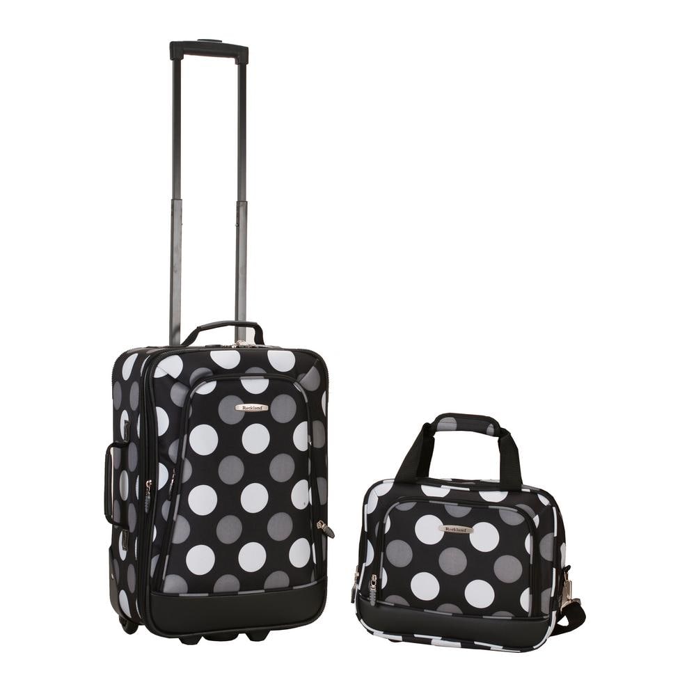 Fashion Expandable 2-Piece Carry On Softside Luggage Set, New Black Dot