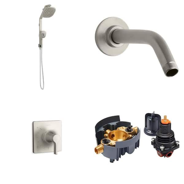 Windet Shower Rail, 7-1/2 in. Shower Arm Flange, Venza Valve Trim, Rite-Temp Valve Body, Vibrant Brushed Nickel