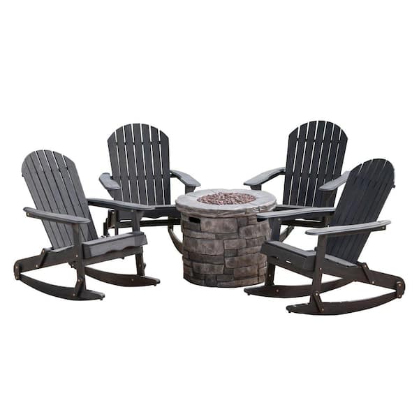 Maison Dark Grey 5-Piece Wood Patio Fire Pit Seating Set