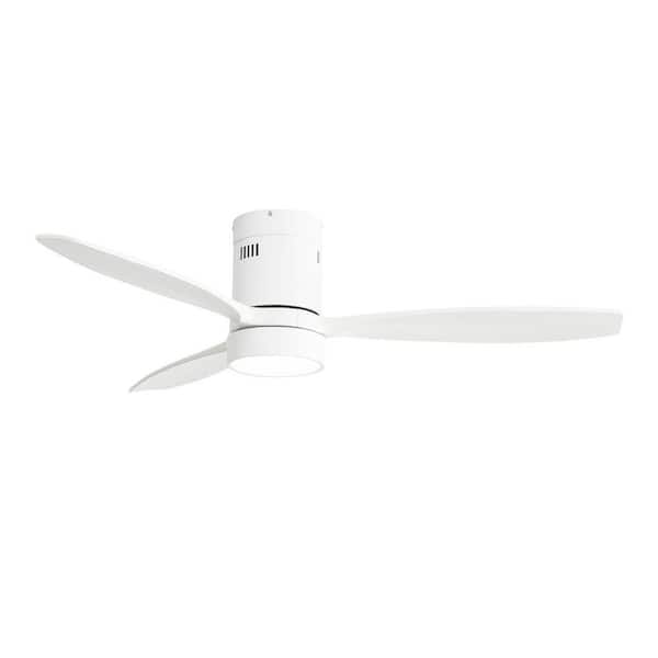 Avex 52 in. Smart Indoor Matte White Standard Ceiling Fan with Remote Control and Dimmable LED Light