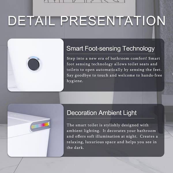 Boosicavelly Smart Bidet Toilet 1.19 GPF in White with Night Light and Remote Control