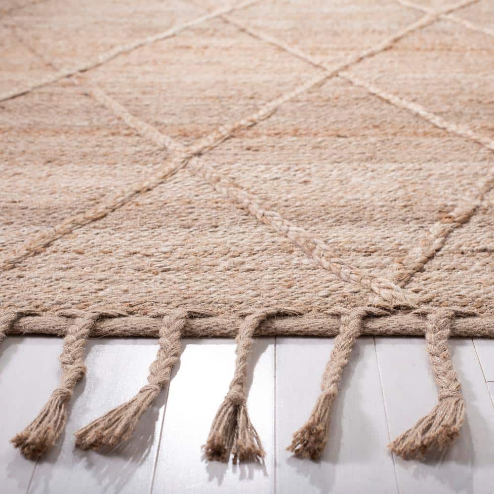 Natural Jute Flat Woven Handmade Area Rug with Tassels