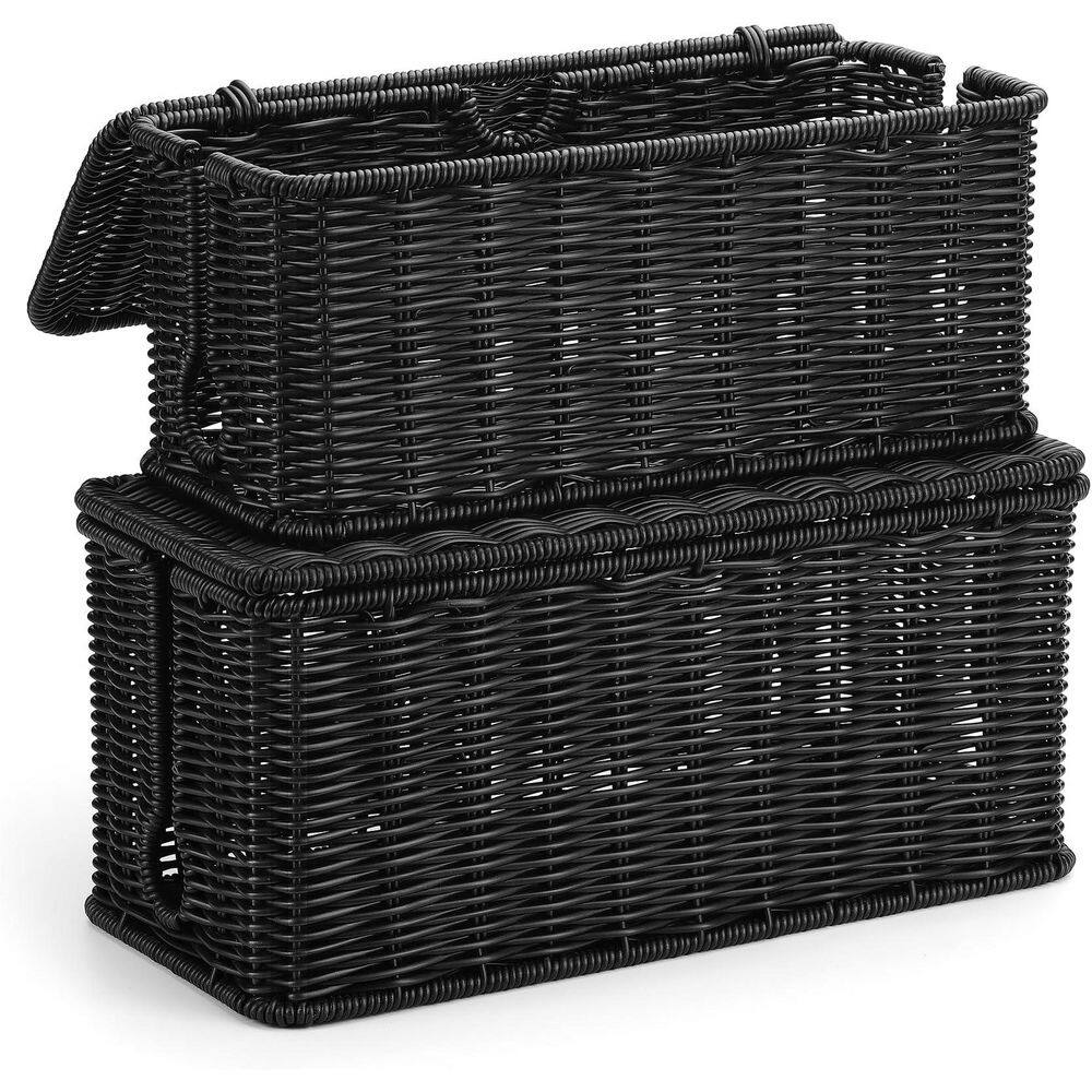 Handwoven Faux Rattan Series Large Cable Management Box Cord Organizer Cord Hider Black 2Pack price history on PriceWatchPro