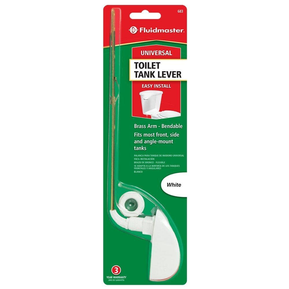 Universal White Plastic and Brass Toilet Tank Lever