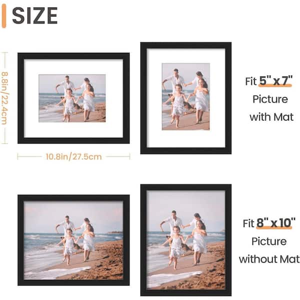 8 x 10 Matted Black Plastic Hanging Picture Frame (Set of 5