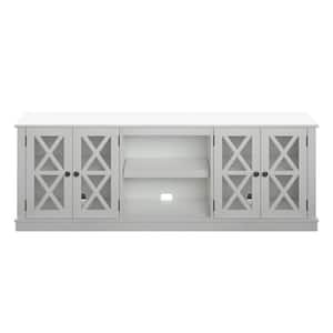 72 in. White TV Stand with Farmhouse Doors Fits TV's up to 80 in. with Cable Management
