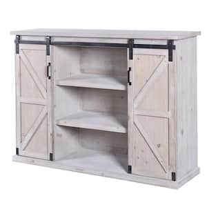 Farmhouse Distressed Graywash Accent Cabinet