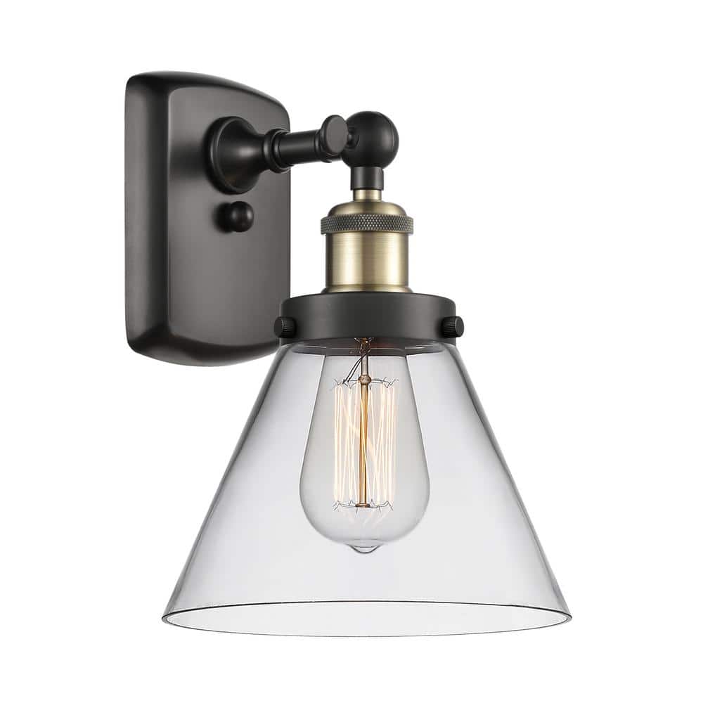 Cone 1-Light Black Antique Brass, Clear Wall Sconce with Clear Glass Shade price history on PriceWatchPro