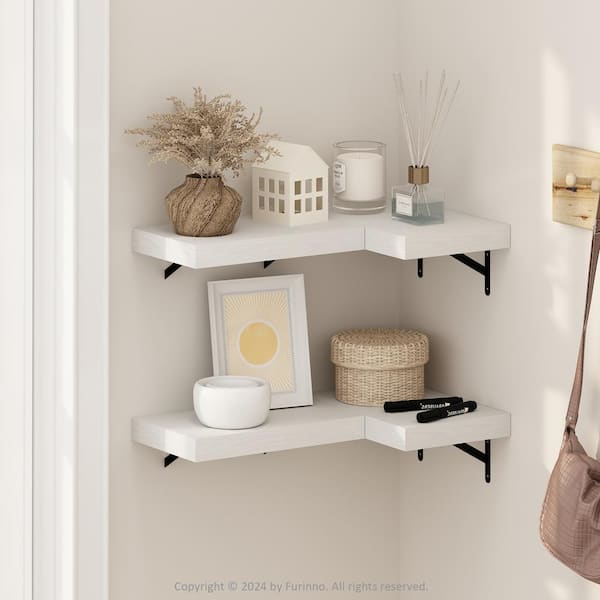 Tanna 1.65 in. Tall White Texture Wood Floating Bookcase (Set of 4)