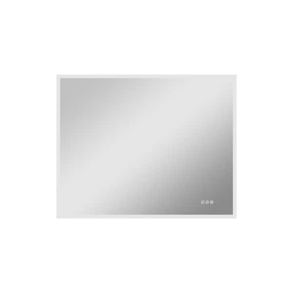 FORCLOVER 40 in. W x 32 in. H Rectangular Frameless LED Lighted Anti-Fog Wall Mounted Bathroom Vanity Mirror in Acrylic