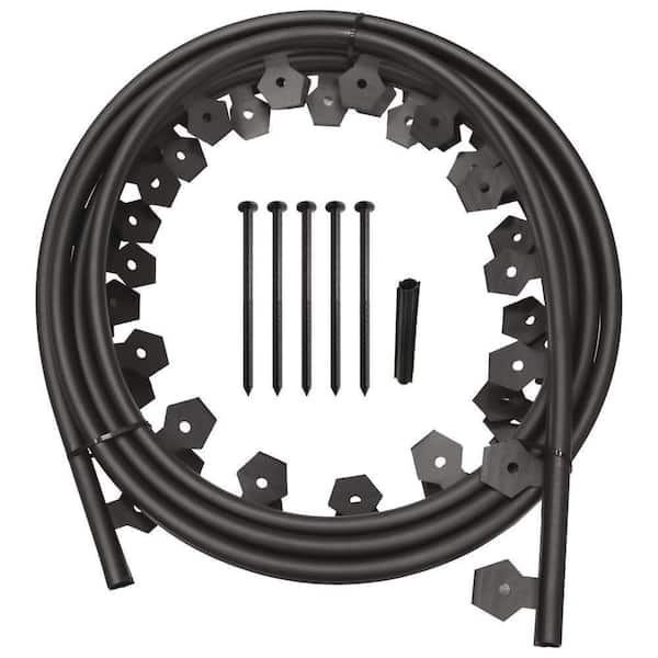 Dig-Free Classic 20 ft. x 1.25 in. Black Plastic No Dig Landscape Edging Kit