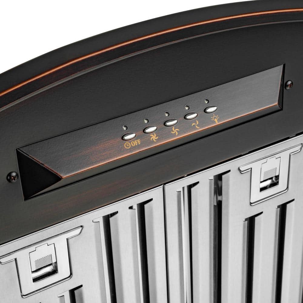 30-Inch Vine Embossed Copper Convertible Wall-Mounted Range Hood