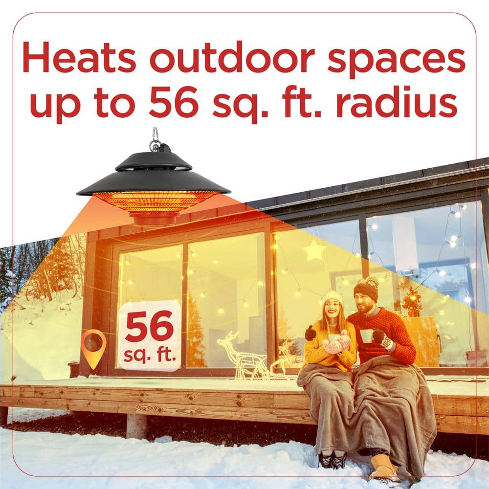 Black Electric Ceiling Mounted Patio Heater with Carbon Tube